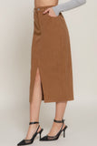 ACTIVE BASIC Front Open Slit Corduroy Midi Skirt