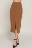 ACTIVE BASIC Front Open Slit Corduroy Midi Skirt