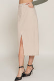 ACTIVE BASIC Front Open Slit Corduroy Midi Skirt