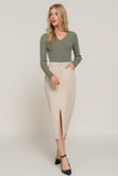 ACTIVE BASIC Front Open Slit Corduroy Midi Skirt