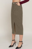 ACTIVE BASIC Front Open Slit Corduroy Midi Skirt