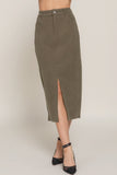 ACTIVE BASIC Front Open Slit Corduroy Midi Skirt