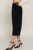 ACTIVE BASIC Front Open Slit Corduroy Midi Skirt