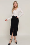 ACTIVE BASIC Front Open Slit Corduroy Midi Skirt