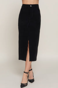 ACTIVE BASIC Front Open Slit Corduroy Midi Skirt