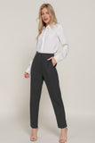 ACTIVE BASIC High Waist Pintuck Detail Long Pants