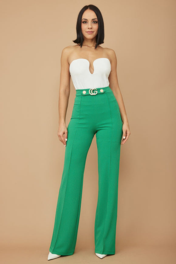 VALENTINE Cg Buckle And Button Detail Pants