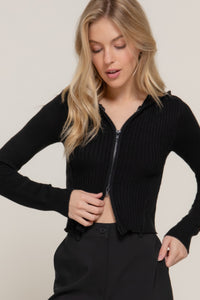 ACTIVE BASIC 2-way zip closure sweater hoodie cardigan