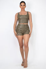 Load image into Gallery viewer, IRIS DESIGN Faux Leather Cargo Mini Shorts