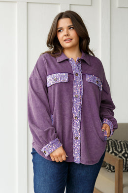 WHITE BIRCH Chaos of Sequins Shacket in Purple