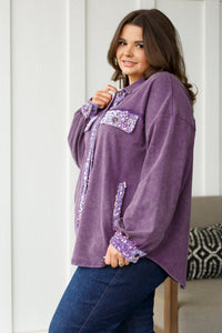 WHITE BIRCH Chaos of Sequins Shacket in Purple