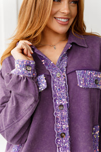 WHITE BIRCH Chaos of Sequins Shacket in Purple