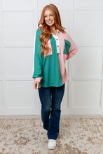 Load image into Gallery viewer, ONE ELEVEN NORTH Chip Off the Old Colorblock V-Neck Henley in Green