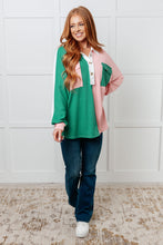 Load image into Gallery viewer, ONE ELEVEN NORTH Chip Off the Old Colorblock V-Neck Henley in Green