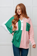 Load image into Gallery viewer, ONE ELEVEN NORTH Chip Off the Old Colorblock V-Neck Henley in Green