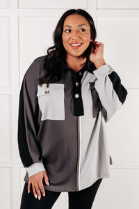 One Eleven North Chip Off the Old Colorblock V-Neck Henley in Grey