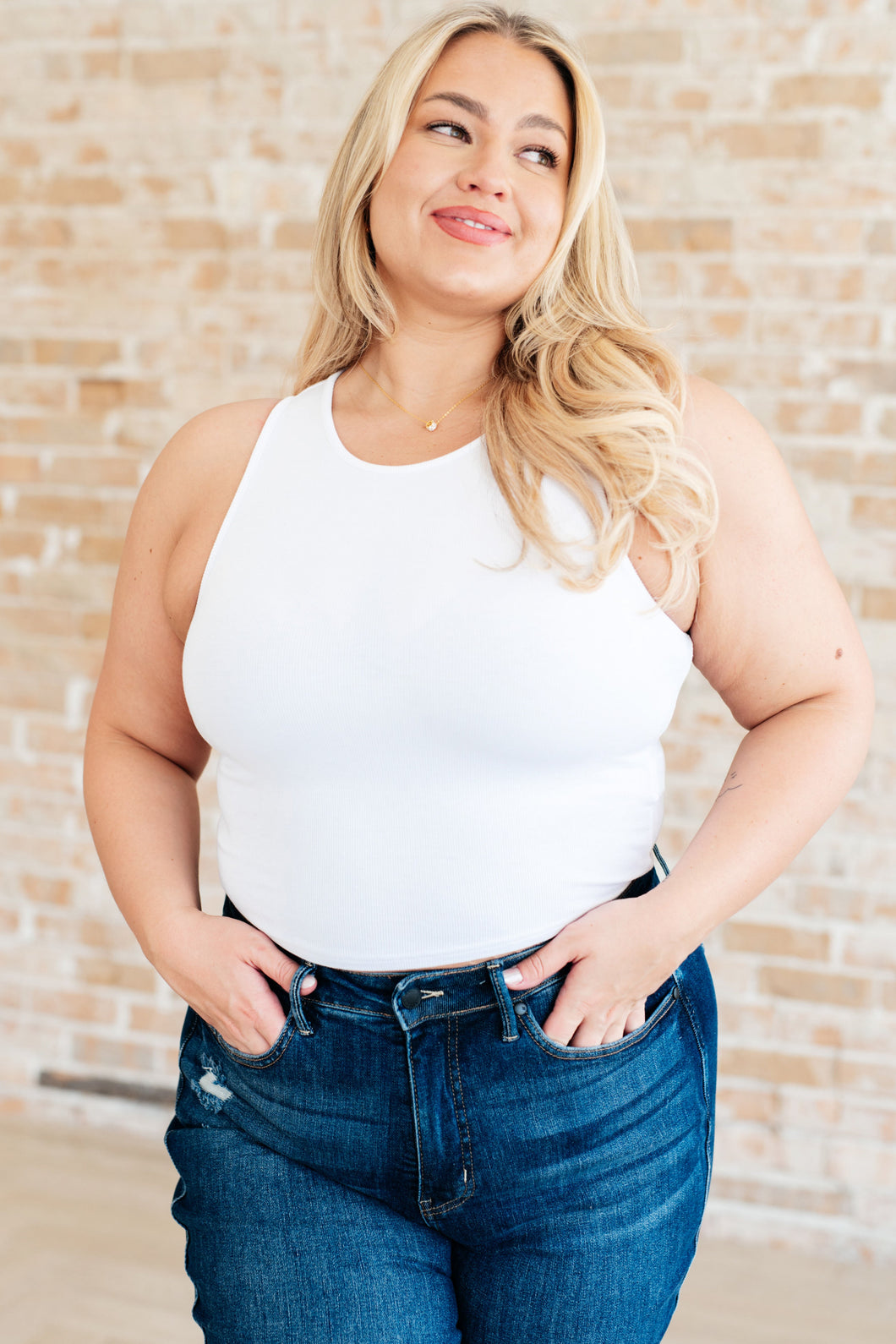 One Eleven North Cream of the Crop Rib Knit Tank Top in White