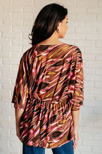 Dear Scarlett Dearest Dreamer Peplum Top in Abstract Mocha