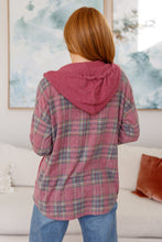 Load image into Gallery viewer, Plaid button down hooded top Back