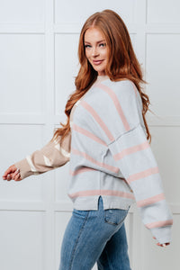 One Eleven North Exceptional Thought Striped Patchwork Sweater