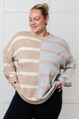 One Eleven North Exceptional Thought Striped Patchwork Sweater