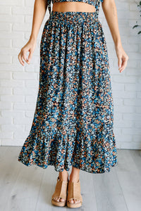 One Eleven North Flutter of Florals V-Neck Crop and Skirt Set