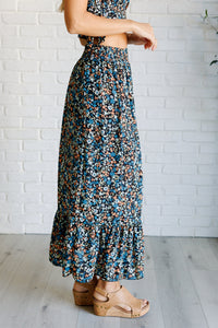 One Eleven North Flutter of Florals V-Neck Crop and Skirt Set