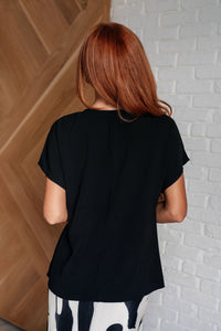 One Eleven North Frequently Asked Questions V-Neck Top in Black