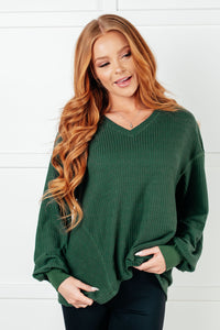 One Eleven North Good Things Are Coming V-Neck Top in Green