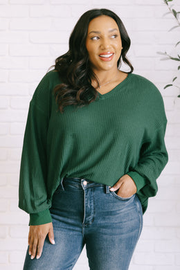 One Eleven North Good Things Are Coming V-Neck Top in Green