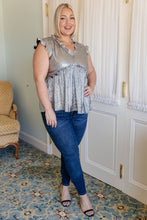 Load image into Gallery viewer, ONE ELEVEN NORTH Shine On Metallic Peplum Top