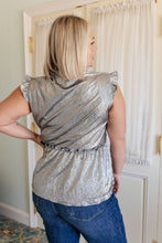 Load image into Gallery viewer, ONE ELEVEN NORTH Shine On Metallic Peplum Top