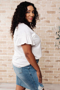 ONE ELEVEN NORTH Hand to Hold Lace Detail Striped Top