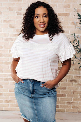 ONE ELEVEN NORTH Hand to Hold Lace Detail Striped Top