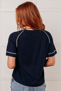 ONE ELEVEN NORTH Heartbreaker Waffle Knit Tee in Blue