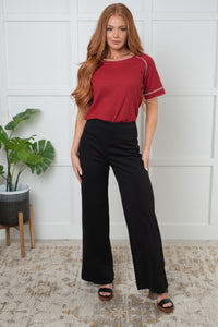 One Eleven North Heartbreaker Waffle Knit Tee in Cranberry