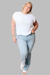 One Eleven North Here for More Open Knit Cap Sleeve Sweater