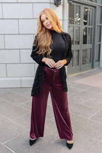 BiBi High Society Velvet Wide Leg Trousers