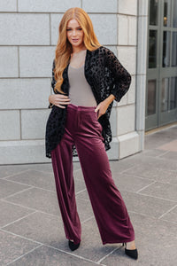 BiBi High Society Velvet Wide Leg Trousers