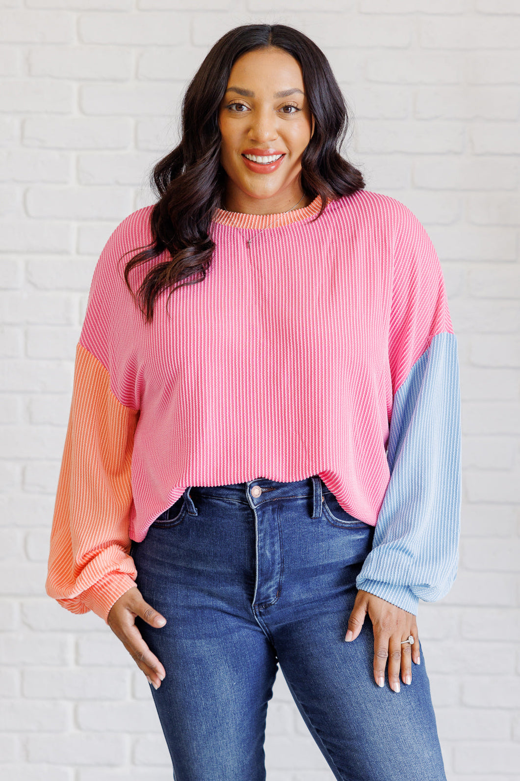 One Eleven North Hit Me With Your Best Shot Colorblock Top in Bright Pink