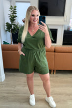 Load image into Gallery viewer, ZENANA Short Sleeve V-Neck Romper in Army Green
