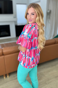 One Eleven North Art Exhibit V-Neck Blouse