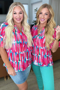 One Eleven North Art Exhibit V-Neck Blouse