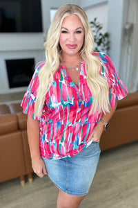 One Eleven North Art Exhibit V-Neck Blouse