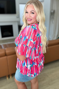 One Eleven North Art Exhibit V-Neck Blouse