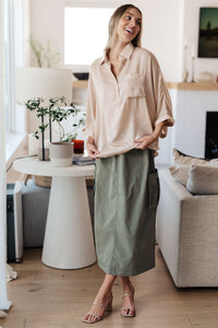 Andree By Unit In Your Thoughts Oversized Dolman Sleeve Top in Champagne