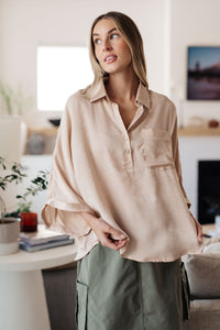 Andree By Unit In Your Thoughts Oversized Dolman Sleeve Top in Champagne