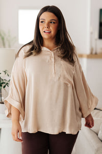 Andree By Unit In Your Thoughts Oversized Dolman Sleeve Top in Champagne