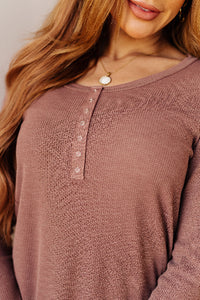 Baby Waffle Knit Henley Long Sleeve Top Closeup