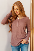 Load image into Gallery viewer, Baby Waffle Knit Henley Long Sleeve Top Front